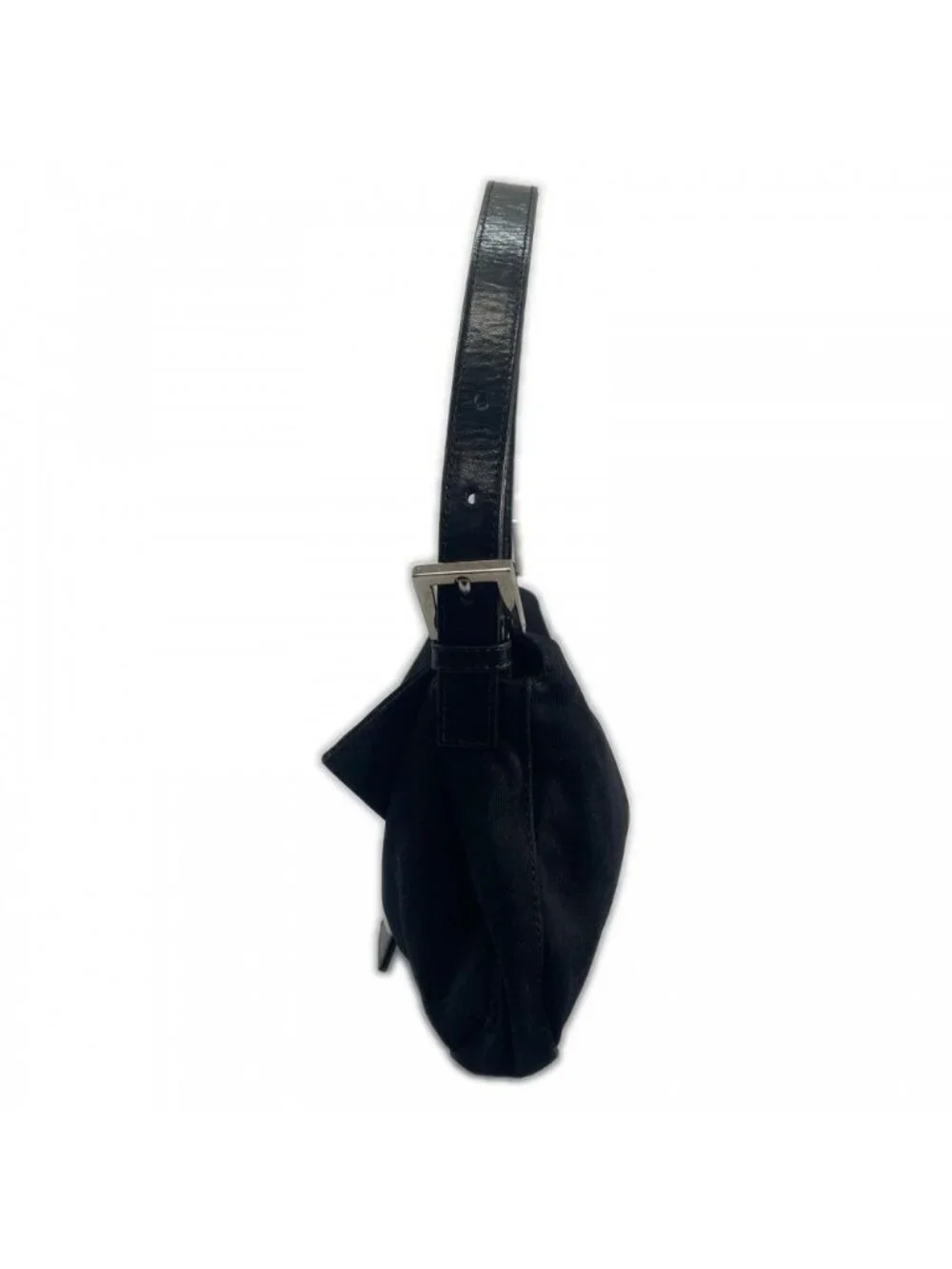 Fendi Handbag Mamma Bucket Satin Black Silver
